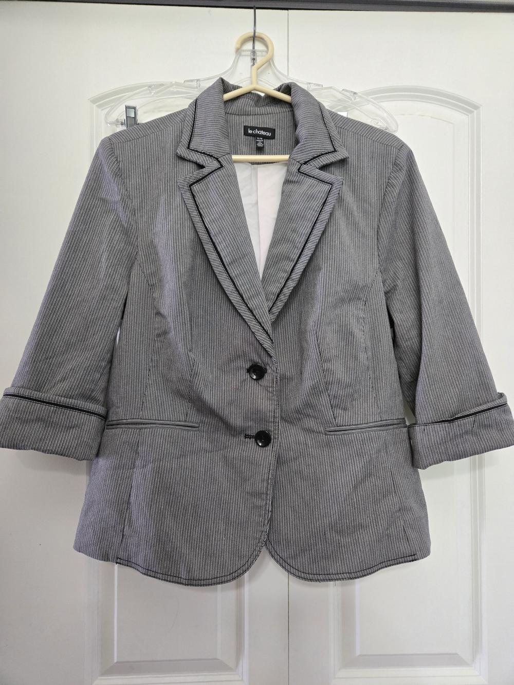 le chateau Gray Pinstripe Women's Blazer Jacket